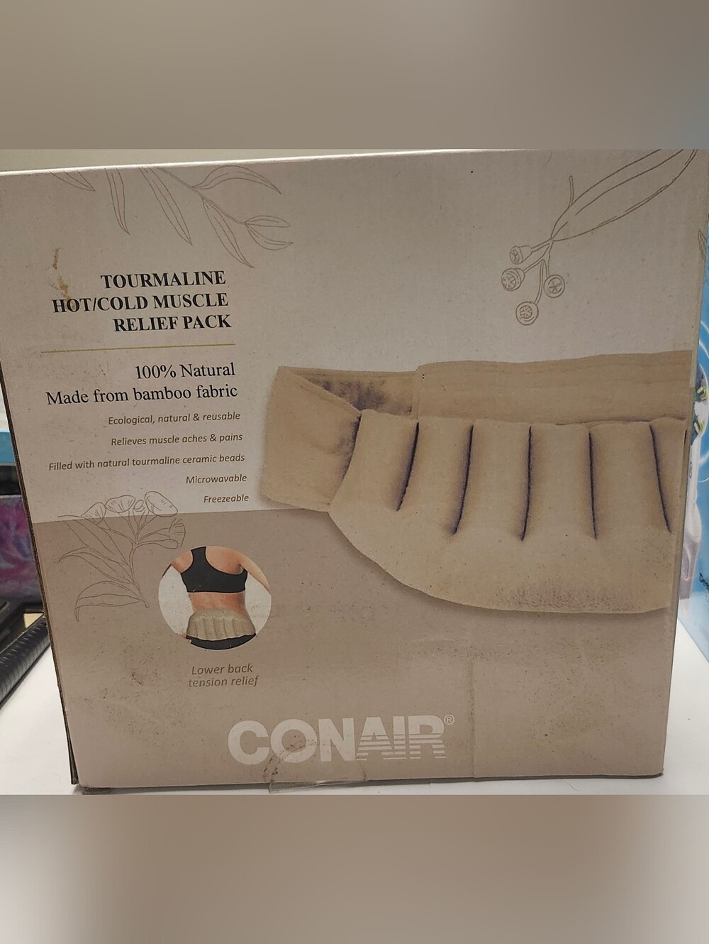 Conair Beige Tourmaline Lower Back Relief Wrap Hot/Cold New